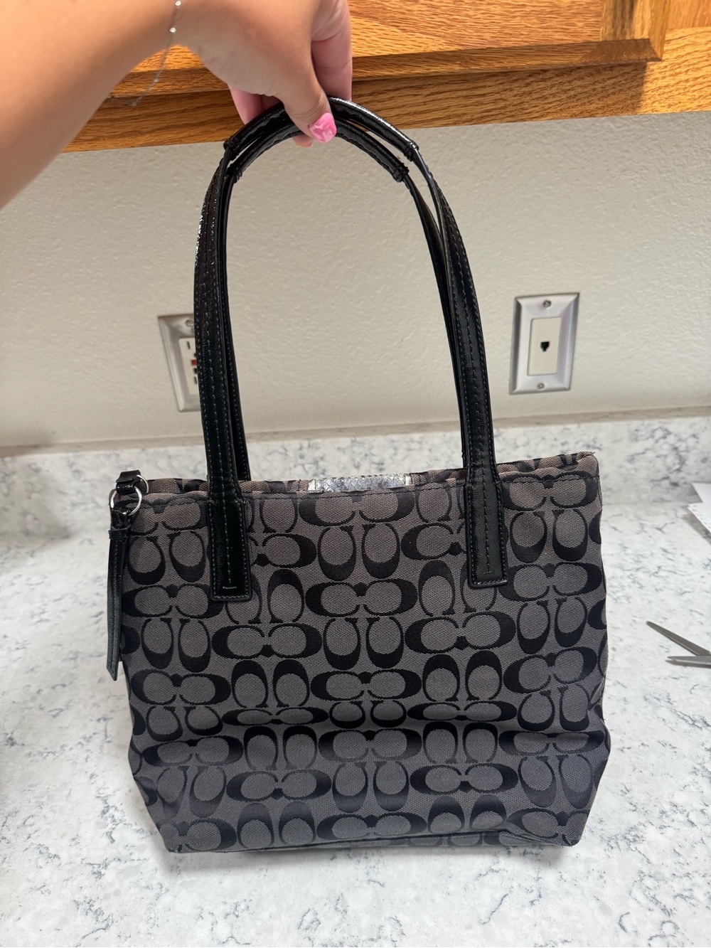 Coach Signature Python Stripe Tote - Picture 2 of 5